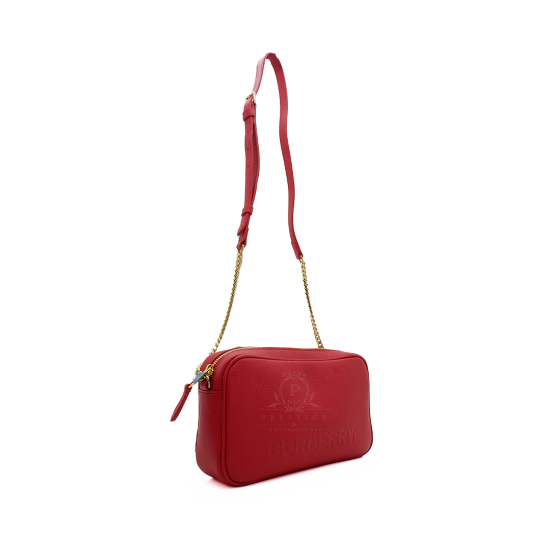 Burberry Elongated Leather Camera Bag in Red Prestige Lux Bags